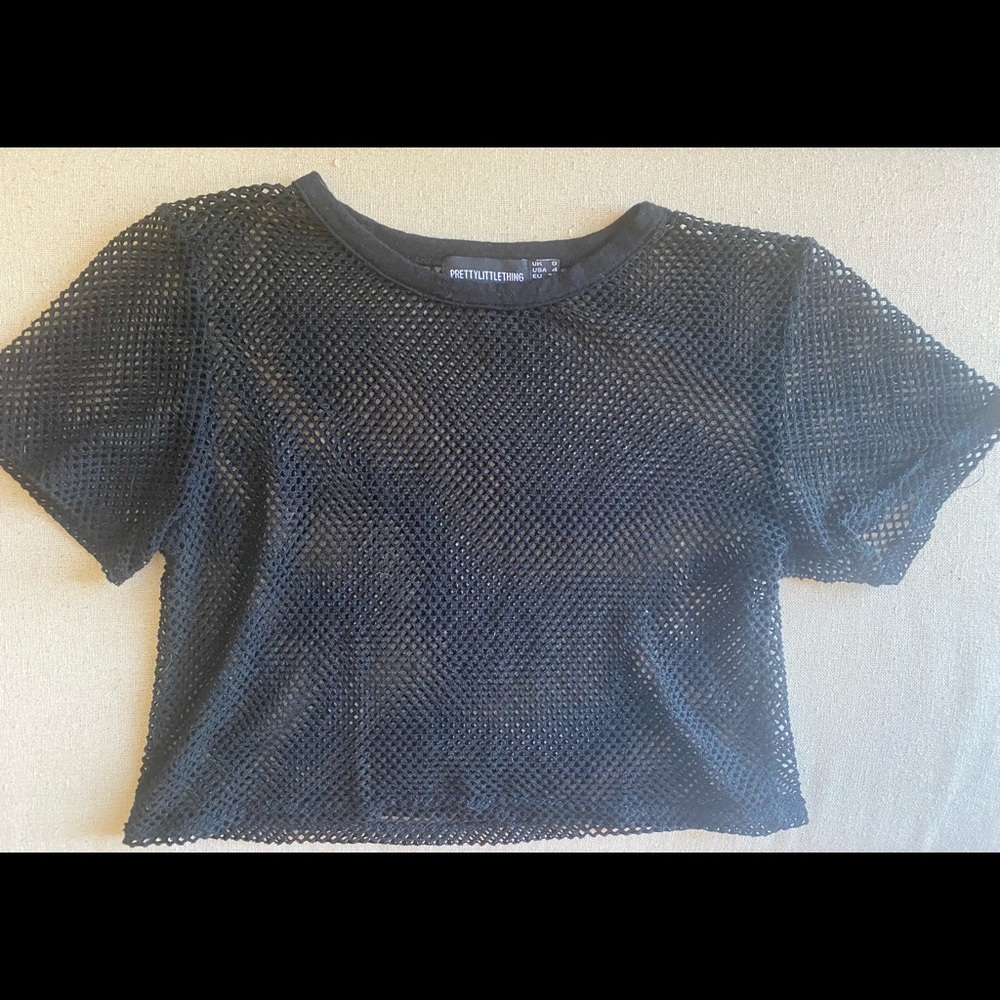 NEVER WORN! Black Mesh PLT Crop Top